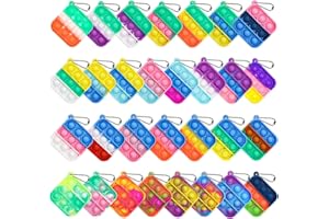 OGABEL Pop Keychain Fidget Toys Its Party Favors for Kids 4-8, 30 PCS Mini Pop Push It Fidget Toy Bulk Kids Toys Fidgets Packs Popper Stress Toys Sensory Toys Party Gift Classroom Prizes Toys for Boys Girls