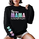 This Mama Wears Her Heart on Her Sleeve Sweatshirt – Personalized Mom Crewneck with Kids’ Names on Sleeve – Custom Gift for Mama, Nana, Gigi, Grandma – Mother’s Day or Birthday Hoodie