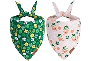 THLOH St. Patrick's Day Dog Bandana - 2 Pack Triangle Shamrock Dog Bandanas for Boys & Girls, Reversible Leprechaun Pet Scarf, Irish Holiday Bandana for Large & Extra Large Dogs (X-Large)