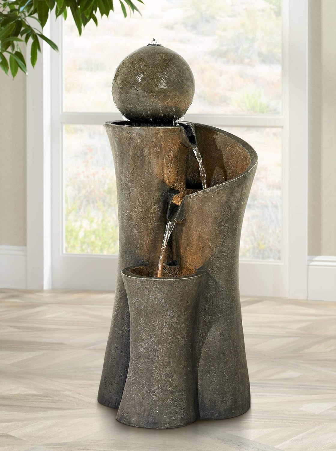 John Timberland Modern Sphere Zen Outdoor Floor Water Fountain 39 1/2" with LED Light for Exterior Garden Yard Lawn : Free Standing Garden Fountains : Garden & Outdoor