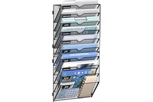 JMHUD Organiseur mural à 10 niveaux à suspendre pour dossiers, porte-documents, presse-papiers, organiseur mural pour bureau 