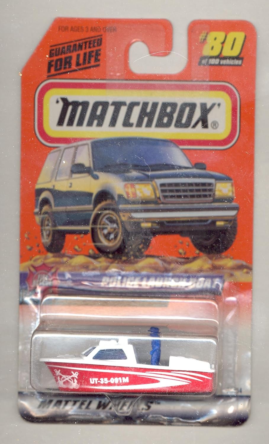 Matchbox 1999-80/100 Series 16 Fire Rescue RED/WHT. Police Launch Boat 1:64 Scale