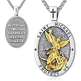 LOOVE Saint Necklace 925 Sterling Silver Saint Michael/Christopher/Virgin Mary/Raphael/Anthony/Joseph/Benedict/Francis/Jude/Patrick/Peregrine Necklace Religious Amulet Medal Patron Saint Jewelry for Men with Gift Box