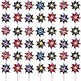 50 Pcs Plastic Rainbow Pinwheel, Party Pinwheels DIY Lawn Windmill Set for Teenagers Toy Garden Party Lawn Decor, Assorted Color