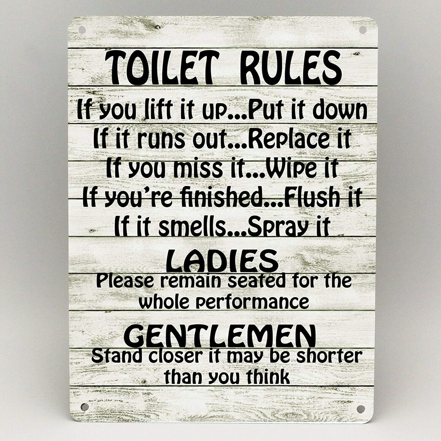 RIFOSA 12"x8" Toilet Rules Metal Sign Bathroom List Novelty Put It Clean Plaque