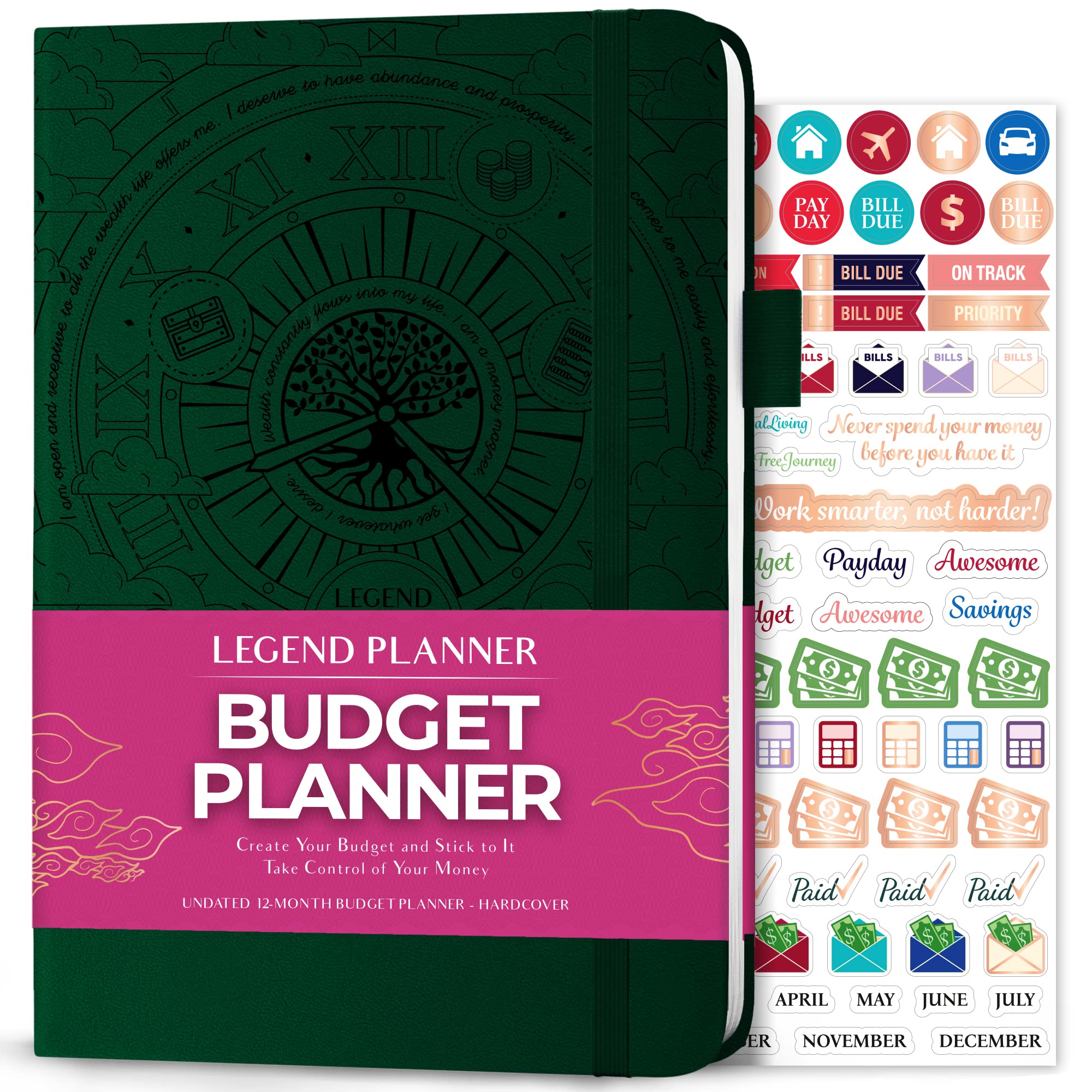Legend Budget Planner – Financial Organizer Book. Money Account & Expense Tracker Notebook Journal for Household Monthly Budgeting (Dark Green)