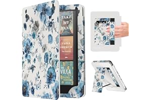 Famavala Case Cover for 7"/6.8" Kindle Paperwhite Signature Edition (12th/11th Generation, 2024/2021 Release) and Kindle Colorsoft Signature Edition 1st Gen (Blue Floral)
