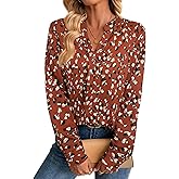 Avanova Blusas Elegantes para Mujer V Neck Long Sleeve Shirts Fancy Dressy Tops Blouses for Women