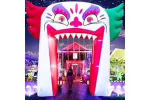 MAOYUE 13.6FT Long & 10FT Tall Halloween Inflatables Outdoor Decoration Halloween Archway Outdoor Clown Inflatable Halloween Arch Giant Halloween Decorations with Light Clown Decor for Yard Garden Lawn