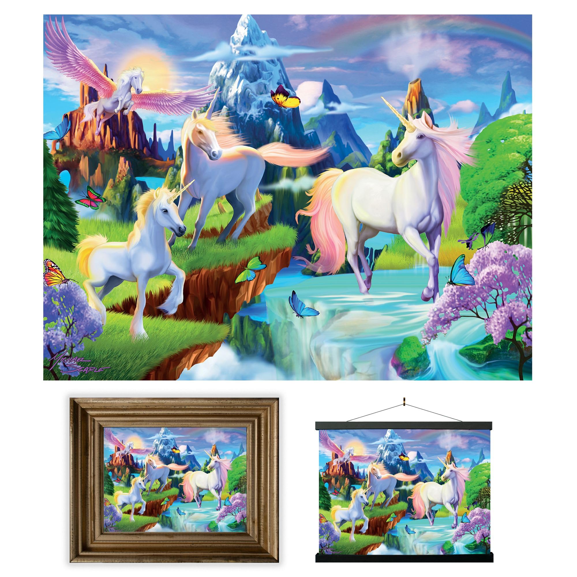 3D LiveLife Lenticular Wall Art Prints - Unicorn Bliss from Deluxebase. Unframed 3D Castle Poster. A perfect wall filler. Original artwork licensed from renowned artist, Michael Searle — image 1