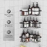 UUlioyer Corner Shower Caddy 3-Pack Black Rustproof No-Drill Shelf view 2