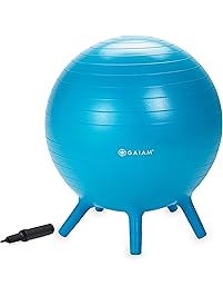 Gaiam Kids Stay-N-Play Children's Balance Ball - Flexible School Chair, Active Classroom Desk Seating with Stay-Put Stability Legs, Includes Air Pump