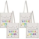 Frienda 4 Pack Teacher Canvas Tote Bag Teacher Appreciation Gifts for Women 13''x15''(Pencil Style,Khaki)