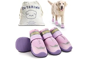 Petanims Dog Shoes for Small Dogs, Dog Boots & Paw Protectors for Summer Hot Pavement, Winter Snowy Day, Waterproof Outdoor Walking, Indoor Hardfloors Anti Slip Sole Size 1
