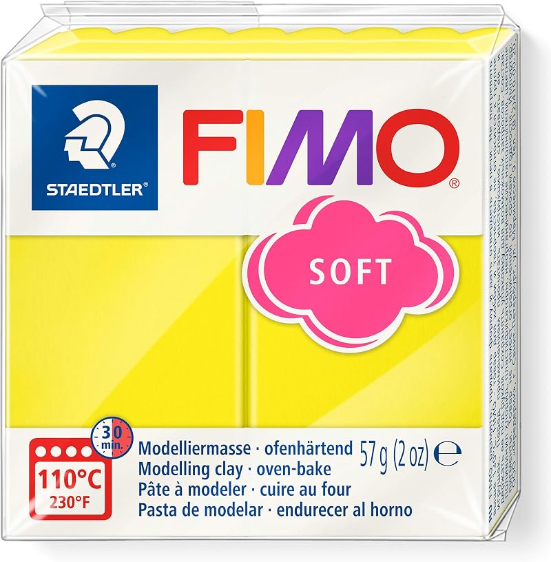 STAEDTLER 8020-10 FIMO Soft Oven-Hardening Clay Lemon 57g Block