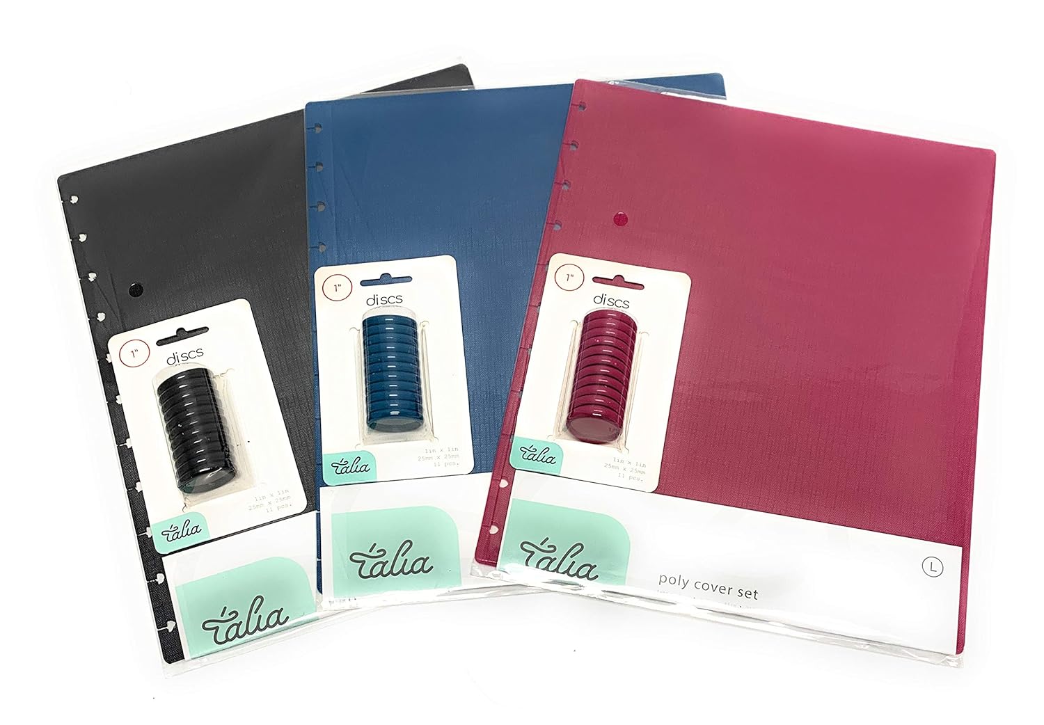 Talia Discbound Discs and Covers 3pk, Set 3 (Black, Blue