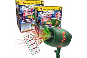 Star Shower Ultra 9 Outdoor Christmas Laser Holiday Projector with Remote, 2 Pack, w/ 9 Unique Patterns, Showers Home w/Thousands of Lights, 3 Color Combinations, Up to 3200 Sq Ft