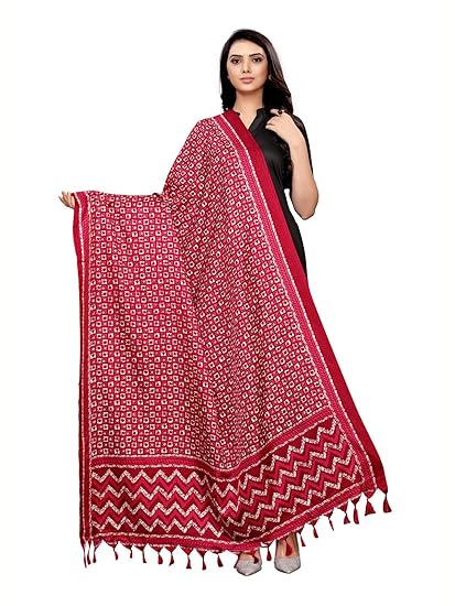 KANCHNAR Womens Printed Bhagalapuri Silk Dupatta