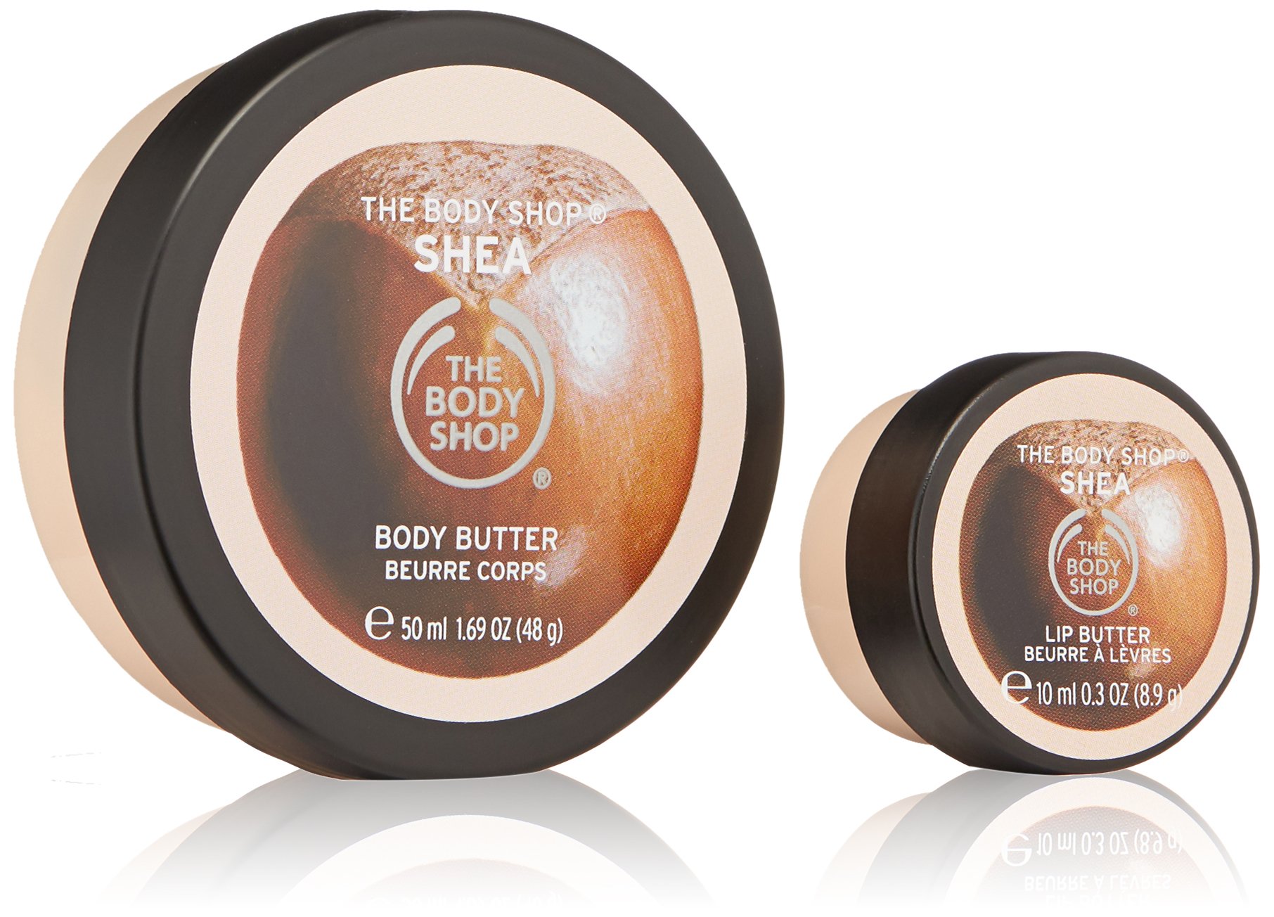 The Body Shop Shea Festive Bauble Gift Set Travel size Shea Body Butter 50ml: conditions and softens skin, provides up to 48 hours of ultra-rich moisture Shea Lip Butter 10ml: instant hydration