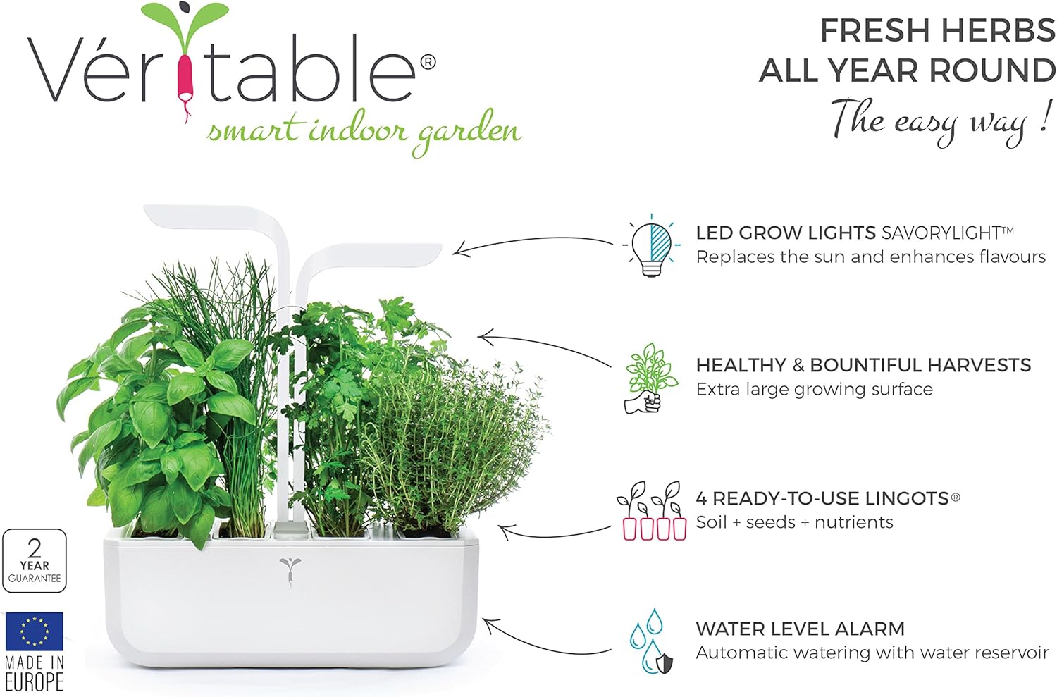 Veritable Classic Indoor Garden Auto Watering System Grow And Harvest Fresh Herbs Easily At Home White Amazon Co Uk Garden Outdoors