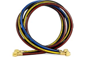 HCPRO KEEP IT RUNNING HCPRO 1/4" HVAC Charging Hoses Set 5ft (60") Pack of 3 Durable Refrigeration Hoses with High-Pressure Brass Fittings Compatible with A/C Gauge Sets, Air Conditioning Manifolds, A2L & R410 Systems
