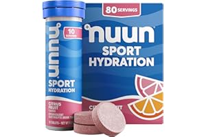 Nuun Sport Electrolyte Tablets with Magnesium, Calcium, Potassium, Chloride & Sodium, Gluten Free & Vegan, Citrus Fruit, 8 Pack (80 Servings Total)