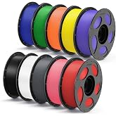 ANYCUBIC PLA Plus (PLA+), 3D Printer Filament 1.75mm Bundle, High Toughness, 1KG Spool, Black, White, Texture Grey, Pink, Red, Blue, Green, Orange, Yellow, Purple, 10KG in Total