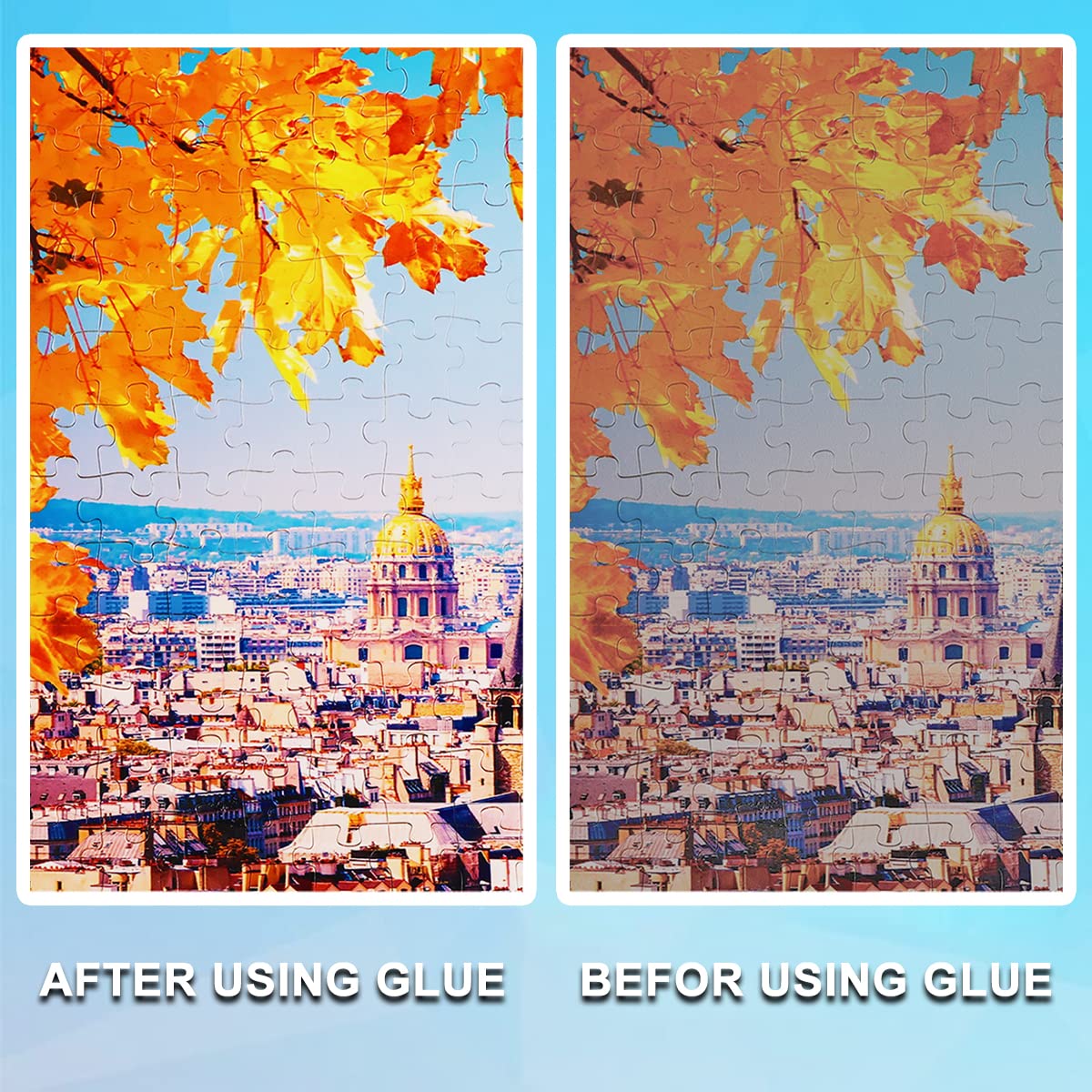 Jigsaw Puzzle Glue Clear with Sponge Head Applicator, Puzzle Saver Frame for 1000/1500/3000 Pieces Puzzle of Paper & Wood, Water-Soluble Special Art Craft Puzzle Guard Glue, Quick Dry (120ML)