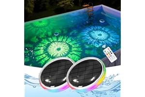 2 Pack Solar Power Float Pool Lights with Control 3 Strobe Modes Waterproof Color Change LED Disco Party Decorative Ambient L