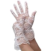 ATHX Women's Lace Floral Opera Tea Party Gloves 80s Wrist Length Bridal Wedding Prom Gloves Costume Accessories