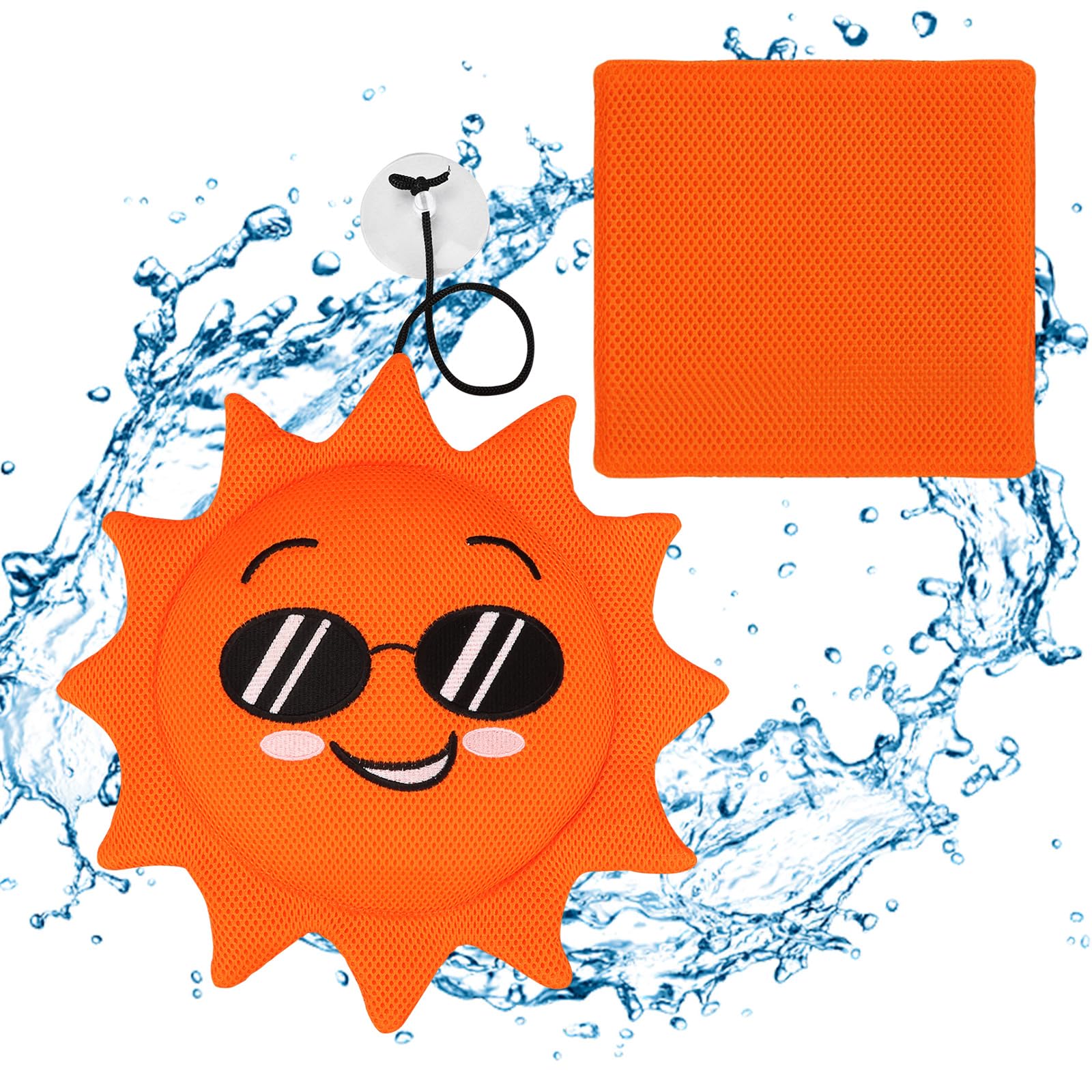 Pool Cleaner Scum Balls,10 Pack Reusable Scum Balls Scum Eliminating,Hot tub scum absorber for Spas Hot Tub,Washable oil absorbing sponge for Swimming Pools, Bathtubs, Spas Cleaning (sun and square)