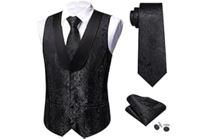 Mens Vest Tie Set Shawl Collar Formal Waistcoat Bow Tie Handkerchief Cufflinks Wedding Party