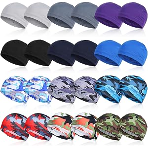 moheaaei 24pcs Cooling Skull Cap Bulk Cycling Skull Cap Bulk Helmet Liner Sweat Wicking Lightweight Running Hat for Men Women