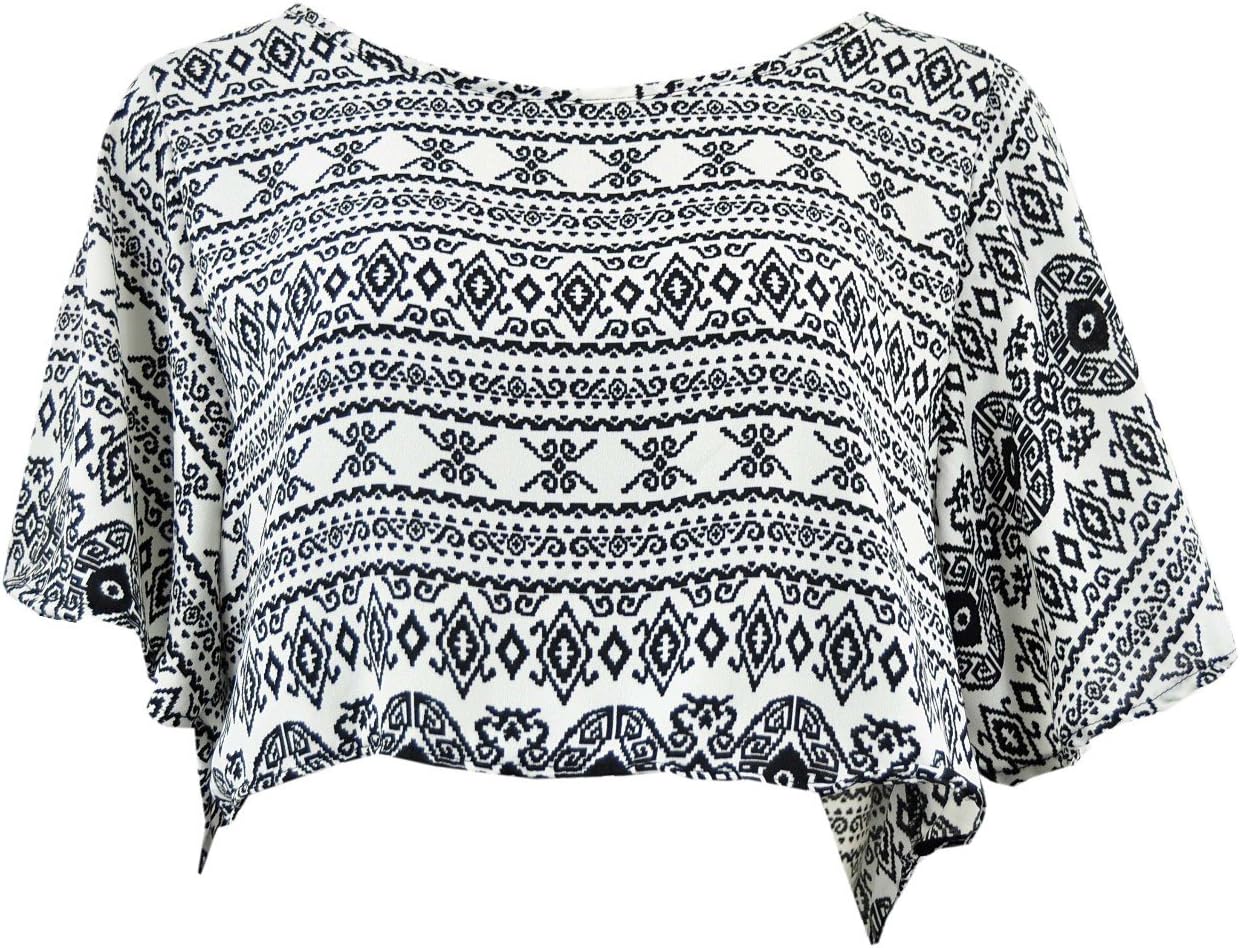 Stoosh Aztec Tribal Print Black White Boho Crop Top , Size Small