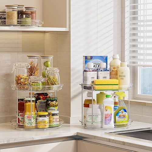 LAMU Pack 2-Tier Lazy Susan Turntable Organizer Rotating