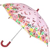Stephen Joseph Kids' Color Changing Wet Dry Umbrella, Water reacting, Pinch Free Umbrellas for Rain Children's Umbrella, BUTTERFLY, 23"X29