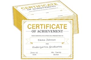 ADDUSTER 30 Pieces Certificate of Achievement Student Awards Certificates Paper Month Certificates 8.5 x 11 Inch - Gold