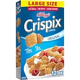 Kellogg's Crispix Original Large Size Breakfast Cereal 12 oz | Fat Free, 8 Vitamins and Minerals