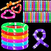 Rcanedny 42 Pcs Light Up Tubes Party Favors LED Glow Sticks Tubes Glow in The Dark Pop Tubes for Kids Birthday Concert Glowing Party Supplies Goodie Bag Classroom Rewards