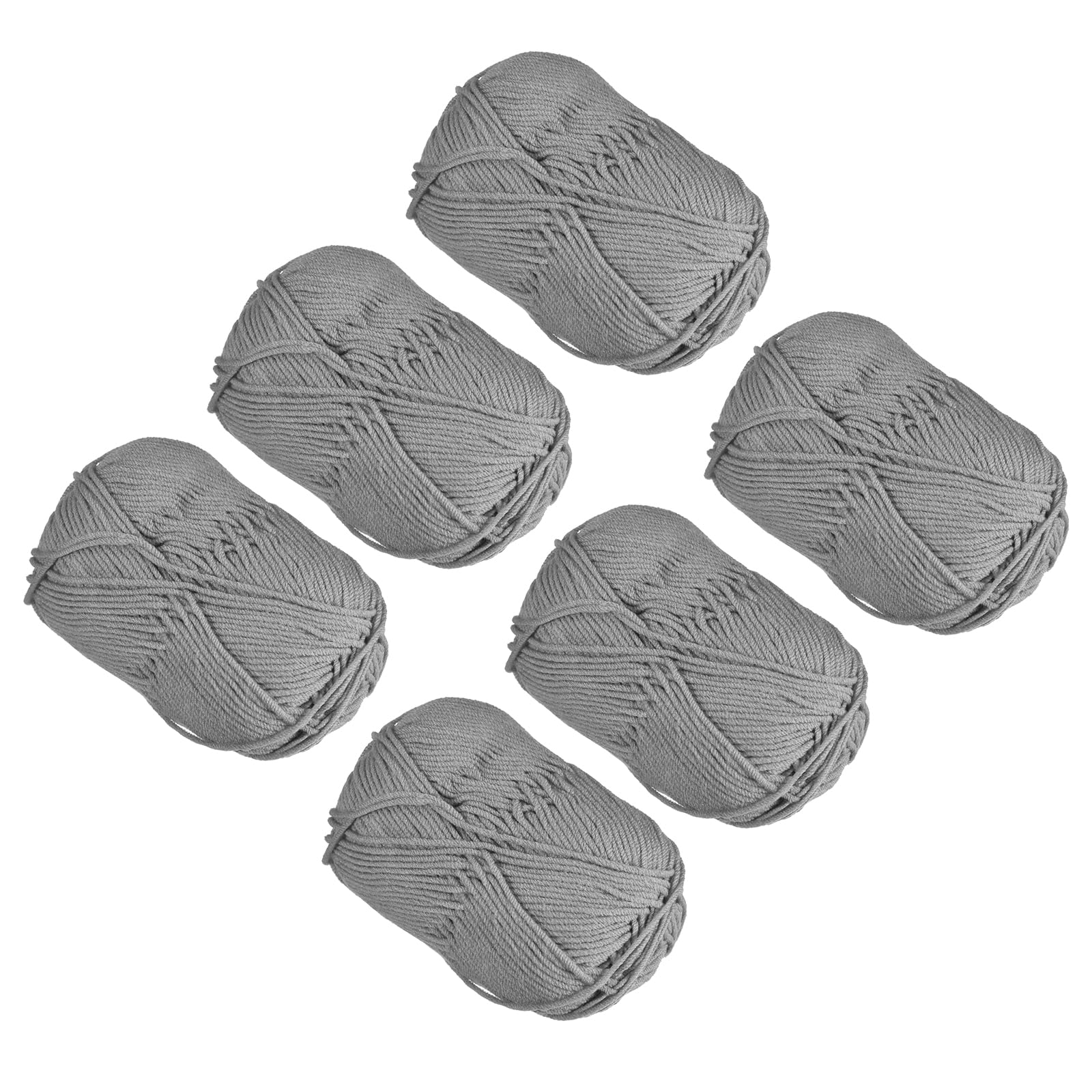 METALLIXITY Acrylic Yarn(50g/1.76oz) 6Pcs, Acrylic Soft Crochet Yarns - for Knitting and Crocheting DIY Craft Project, Dark Grey