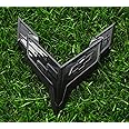 Front Bumper Emblem Carbon Flash Badge Replacement for 2020+ Chevrolet C8 Corvette GM 84657780 (Glossy Black)