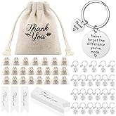 Huquary 72 Pcs Employee Appreciation Gifts Bulk for Coworker 2025 Thank You Gifts Keychain with Drawstring Bag and Card