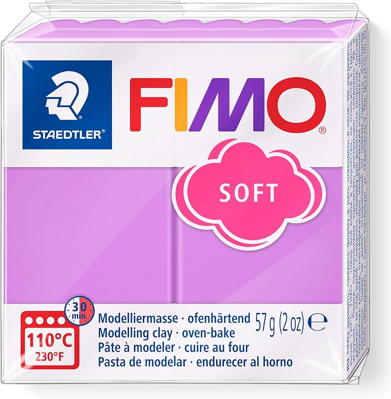 Staedtler Fimo Soft Oven-Hardening Polymer Modelling Clay Lavender 57g Block