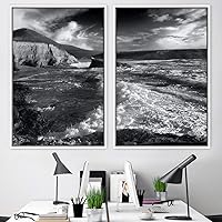 2 Piece Framed Canvas Wall Art Black and White Scenery Canvas Prints Home Artwork Decoration for Living Room,Bedroom - 16