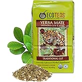 ECOTEAS Organic Yerba Mate Loose Leaf Tea – Unsmoked Detox Herbal Tea for Natural Energy – Coffee Alternative - Kosher, Non-GMO, Gluten-Free - Traditional Cut, 1 lb (Pack of 1)