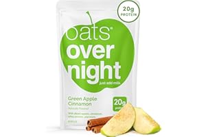 Oats Overnight Green Apple Cinnamon - Overnight Oats with 20g Protein, High Fiber Breakfast Protein Shake - Gluten Free Oatmeal, Non GMO High Protein Oatmeal (2.6 oz per Meal) (8 Pack)