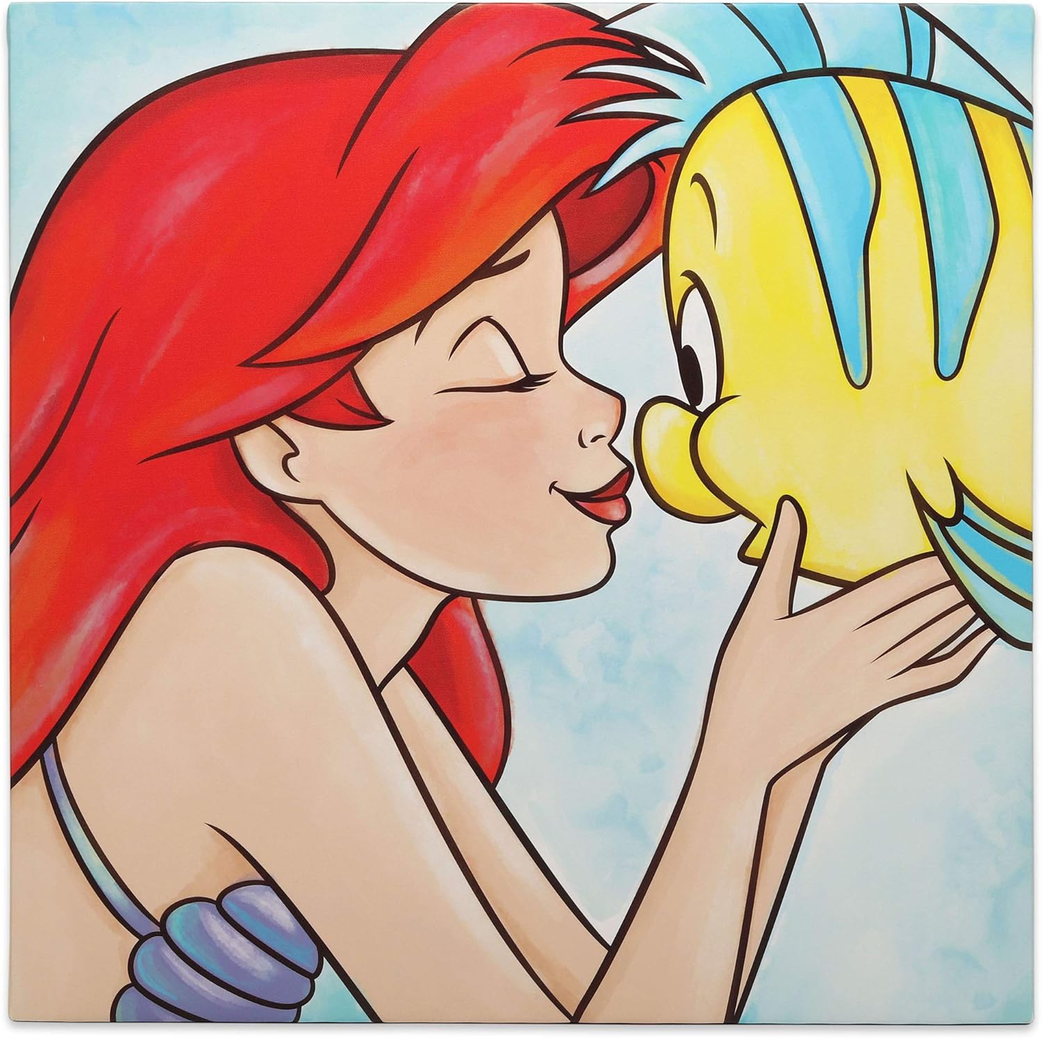 Open Road Brands Disney The Little Mermaid Ariel and Flounder Large Canvas Wall Décor Painting for Play Room, Bedroom or Movie Room