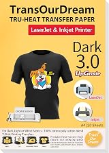 TransOurDream Tru-Tshirt Transfer Paper 3.0 Dark 20 Sheets A4 for Inkjet Laser view 1