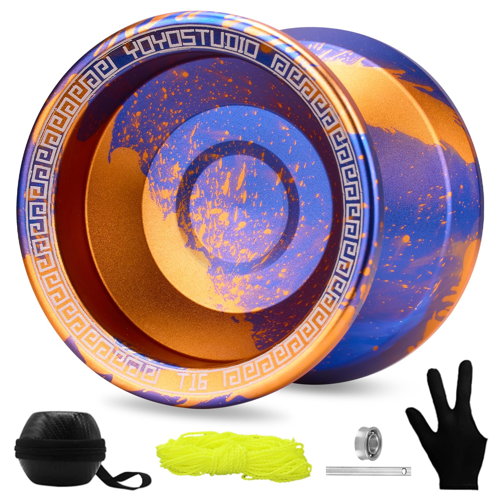 Photo 1 of YOYOSTUDIO T16 Responsive Yoyo Professional Yoyo for Kids 8-12 Trick Yo Yo for Adults Kids Beginner with Unresponsive Yoyos Bearing Kit, 10 Yo-Yo Strings, Yoyos Case & Glove (Blue and Orange)