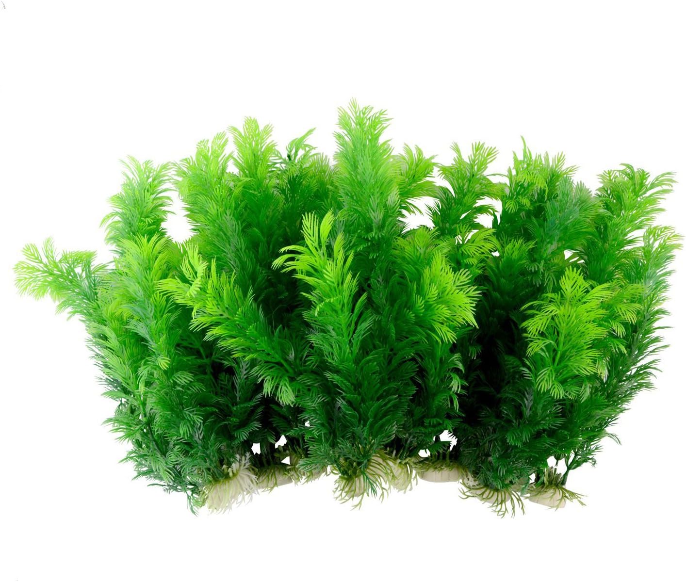 Saim Green Artificial Plastic Plants Set Aquarium Decor Fish Tank Ornament 12" Tall Pack of 10